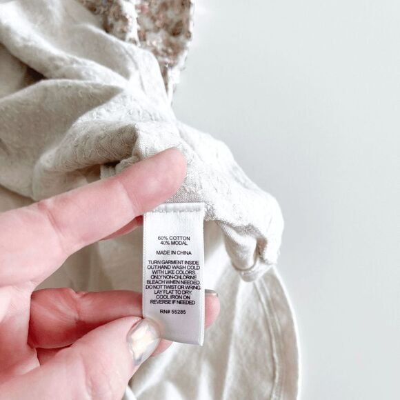 Express Womens Dreamweight Cotton Sequin Tank Tops Scoop Neck Beige Medium - Picture 4 of 6